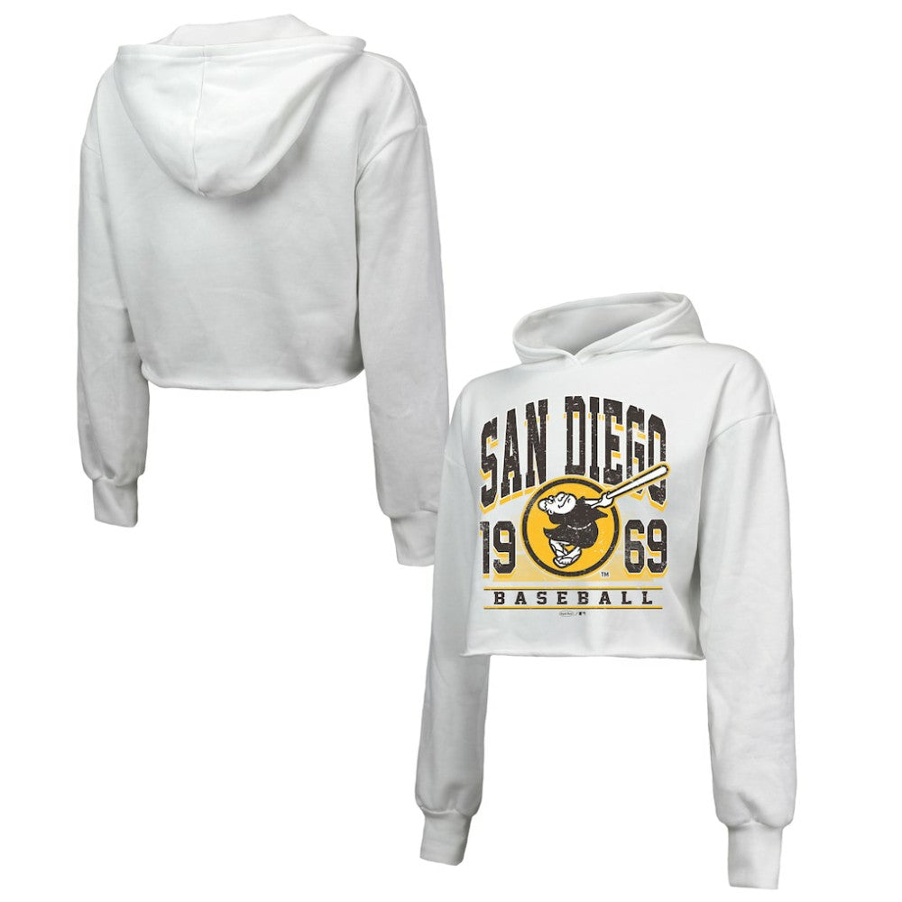San Diego Padres Majestic Threads Women's Cropped Have A Field Day Tri-Blend Hoodie | MLB US