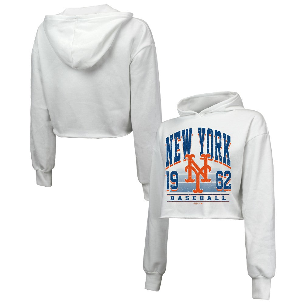 New York Mets Majestic Threads Women's Cropped Have A Field Day Tri-Blend Hoodie | MLB Online