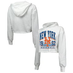 New York Mets Majestic Threads Women's Cropped Have A Field Day Tri-Blend Hoodie | MLB Online