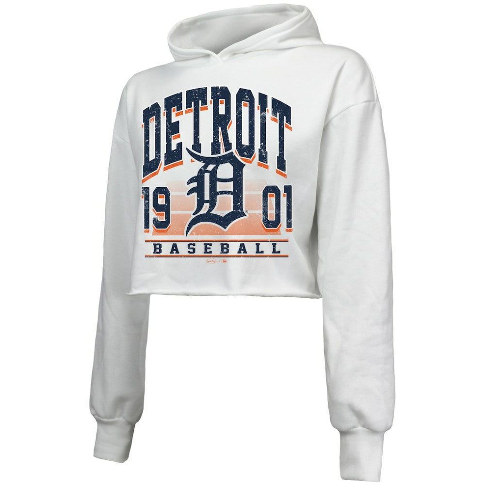 Detroit Tigers Majestic Threads Women's Cropped Have A Field Day Tri-Blend Hoodie | MLB On Sale