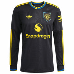 Manchester United 2025/26 Third Replica Long Sleeve Custom Jersey Black - Adidas