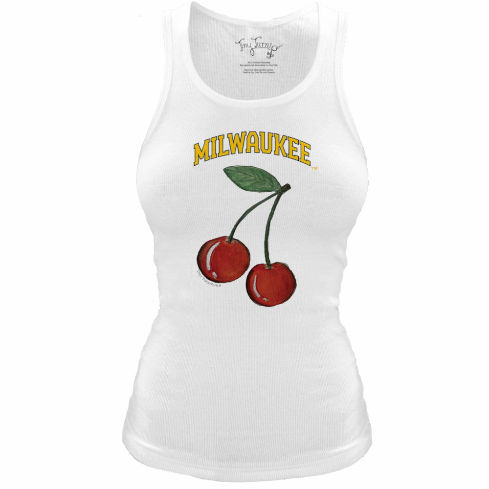 Milwaukee Brewers Tiny Turnip Women's Fitted Cherries Tri-Blend Tank Top | MLB Near me