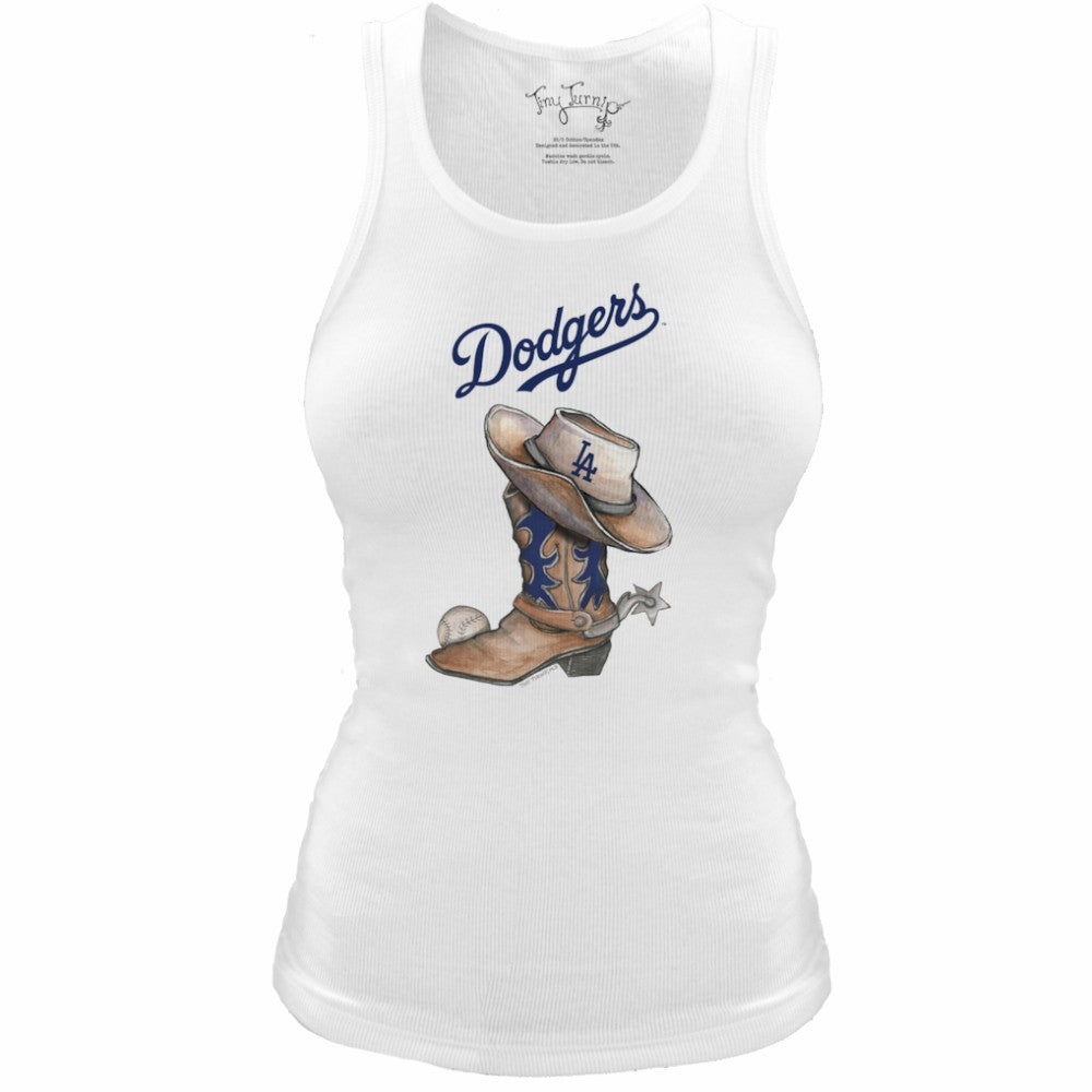 Los Angeles Dodgers Tiny Turnip Women's Fitted Vintage Cowboy Boot Tri-Blend Tank Top | MLB US