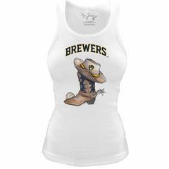 Milwaukee Brewers Tiny Turnip Women's Fitted Vintage Cowboy Boot Tri-Blend Tank Top | MLB New