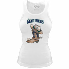 Seattle Mariners Tiny Turnip Women's Fitted Vintage Cowboy Boot Tri-Blend Tank Top | MLB For sale