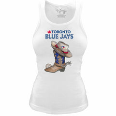Toronto Blue Jays Tiny Turnip Women's Fitted Vintage Cowboy Boot Tri-Blend Tank Top | MLB New