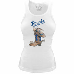 Kansas City Royals Tiny Turnip Women's Fitted Vintage Cowboy Boot Tri-Blend Tank Top | MLB On Sale