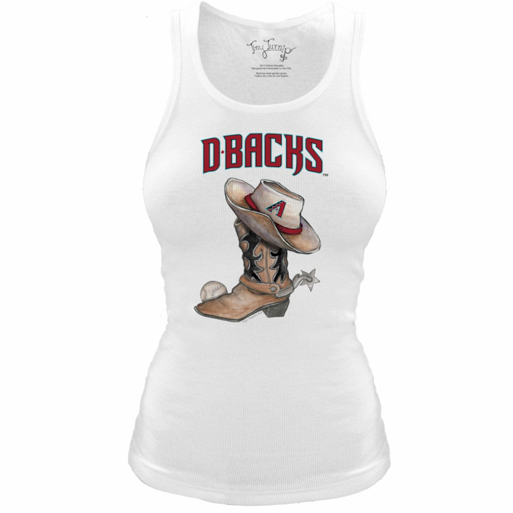 Arizona Diamondbacks Tiny Turnip Women's Fitted Vintage Cowboy Boot Tri-Blend Tank Top | MLB For sale