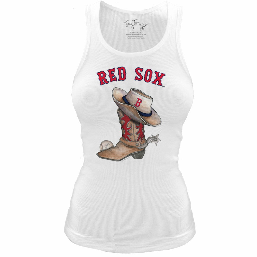 Boston Red Sox Tiny Turnip Women's Fitted Vintage Cowboy Boot Tri-Blend Tank Top | MLB Shop