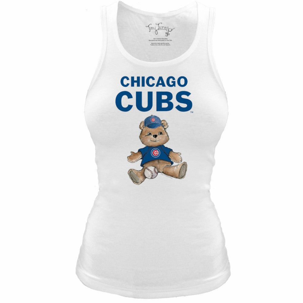 Chicago Cubs Tiny Turnip Women's Fitted Teddy Bear Tri-Blend Tank Top | MLB Near me
