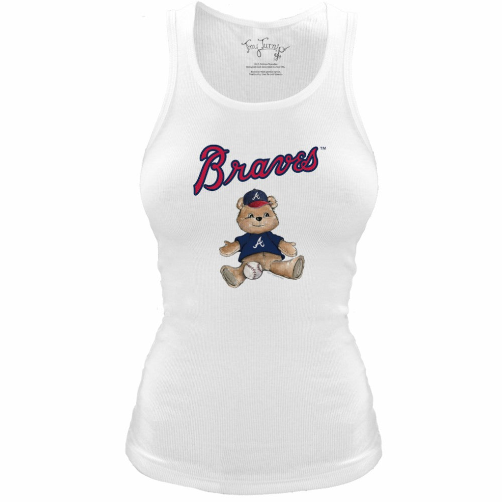 Atlanta Braves Tiny Turnip Women's Fitted Teddy Bear Tri-Blend Tank Top | MLB Shop