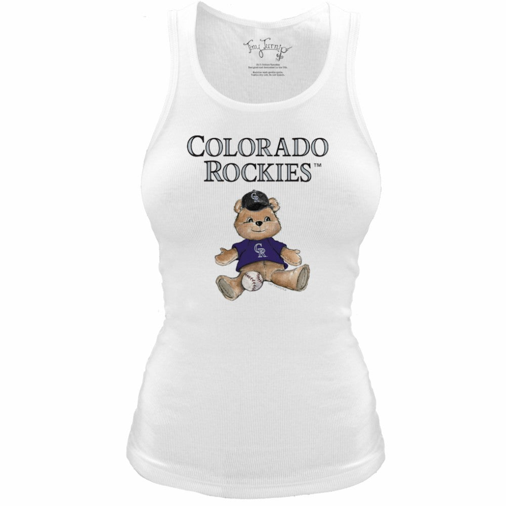 Colorado Rockies Tiny Turnip Women's Fitted Teddy Bear Tri-Blend Tank Top | MLB Sale