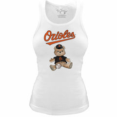 Baltimore Orioles Tiny Turnip Women's Fitted Teddy Bear Tri-Blend Tank Top | MLB New