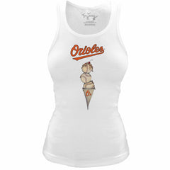 Baltimore Orioles Tiny Turnip Women's Fitted Triple Scoop Tri-Blend Tank Top | MLB On Sale
