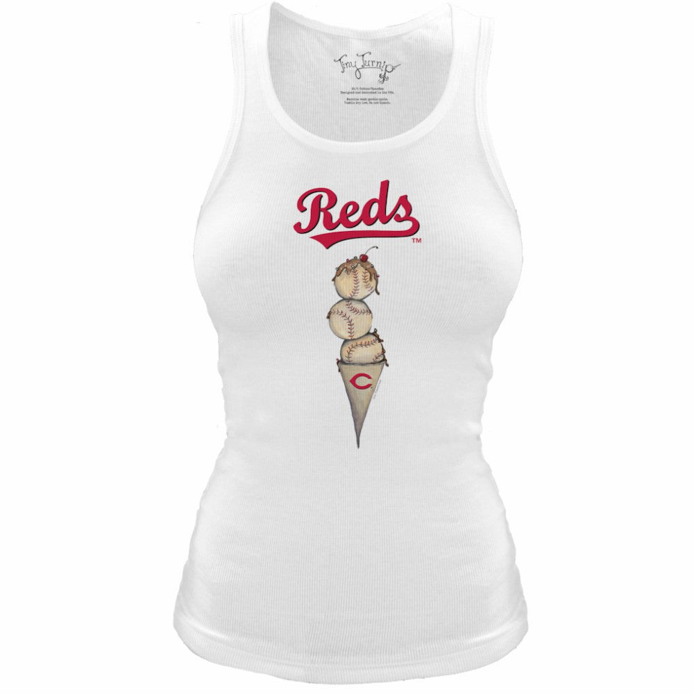 Cincinnati Reds Tiny Turnip Women's Fitted Triple Scoop Tri-Blend Tank Top | MLB Near me