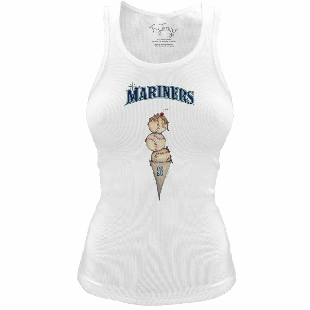 Seattle Mariners Tiny Turnip Women's Fitted Triple Scoop Tri-Blend Tank Top | MLB On Sale