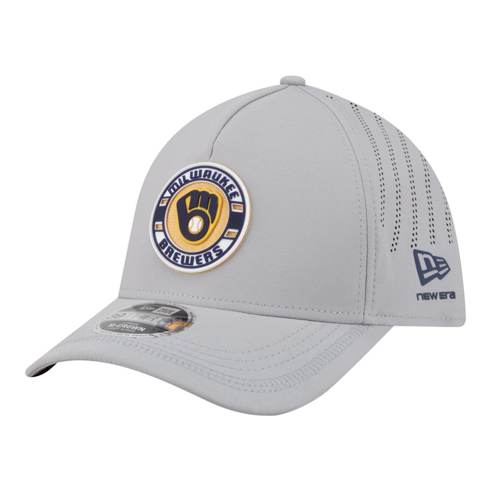 Milwaukee Brewers New Era Patch 39THIRTY A-Frame M-Crown Perforated Flex Hat | MLB Discount