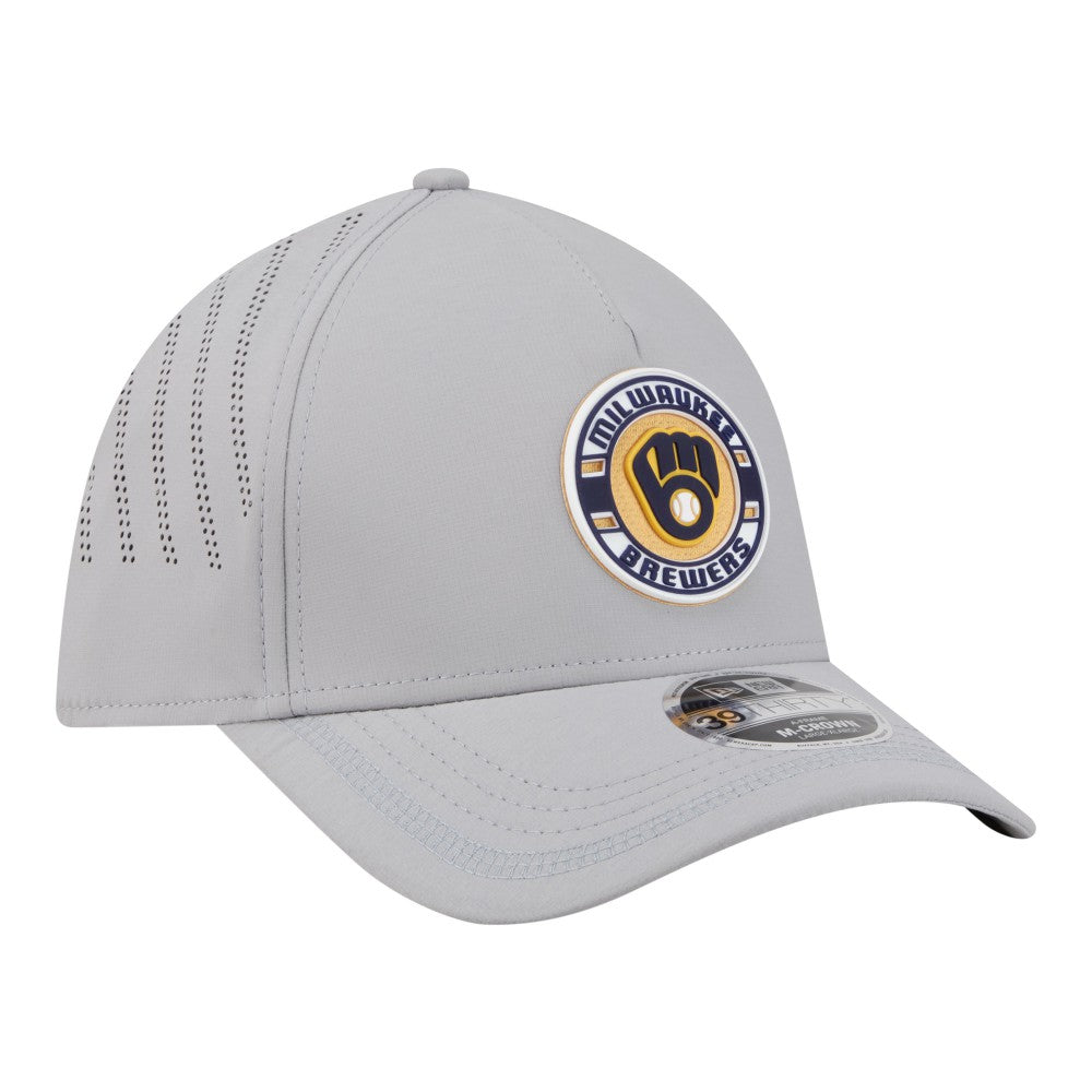 Milwaukee Brewers New Era Patch 39THIRTY A-Frame M-Crown Perforated Flex Hat | MLB Discount
