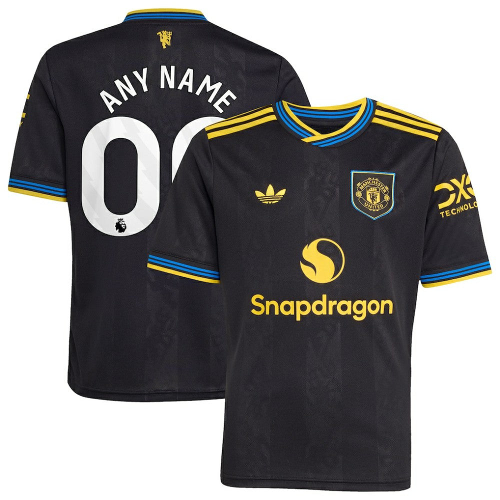 Manchester United Youth 2025/26 Third Replica Custom Jersey Black - Adidas
