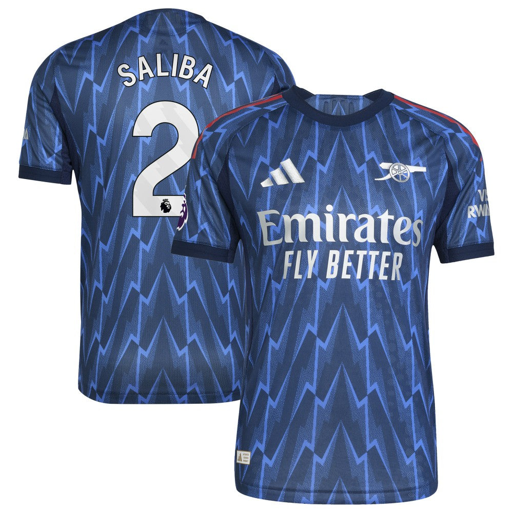 William Saliba Arsenal 2025/26 Away Player Jersey Blue - Adidas