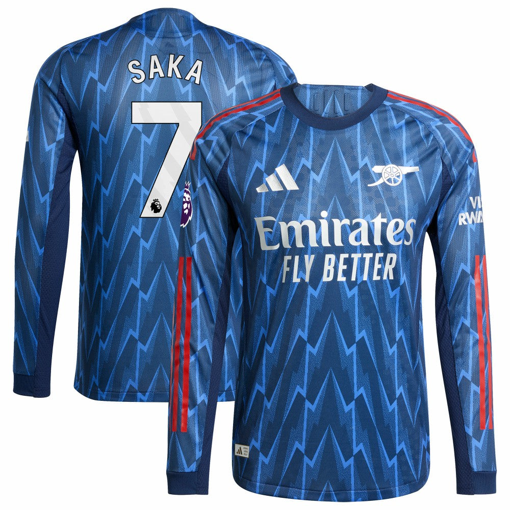 Bukayo Saka Arsenal 2025/26 Away Long Sleeve Player Jersey Blue - Adidas