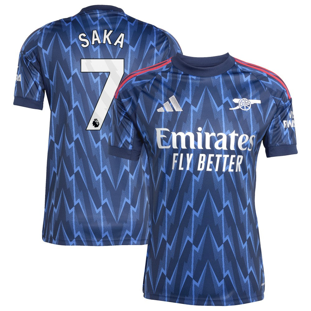 Bukayo Saka Arsenal 2025/26 Away Replica Player Jersey Blue - Adidas