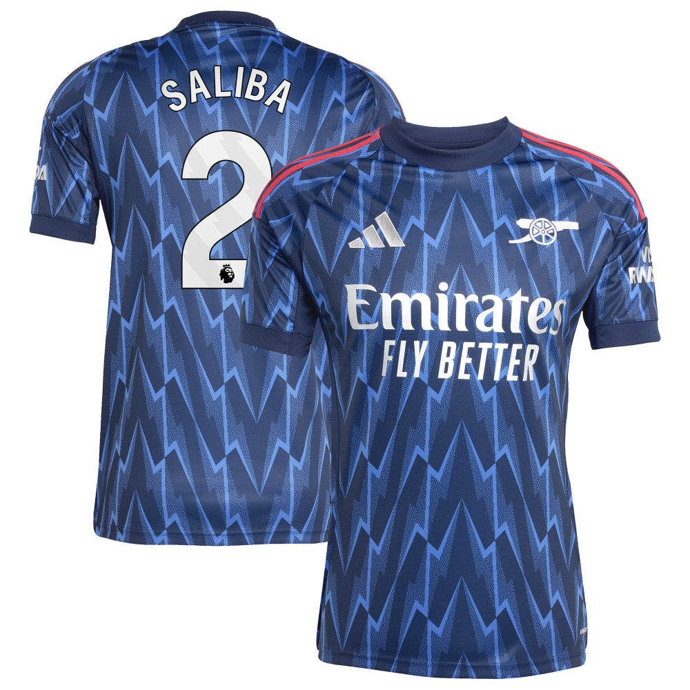 William Saliba Arsenal 2025/26 Away Replica Player Jersey Blue - Adidas