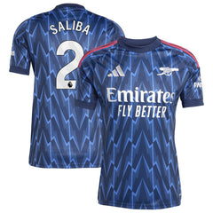 William Saliba Arsenal 2025/26 Away Replica Player Jersey Blue - Adidas