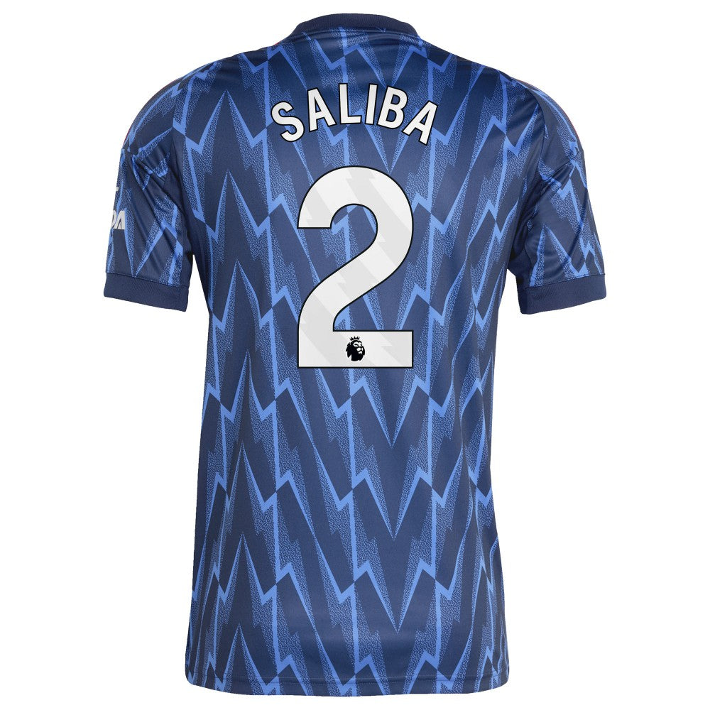 William Saliba Arsenal 2025/26 Away Replica Player Jersey Blue - Adidas