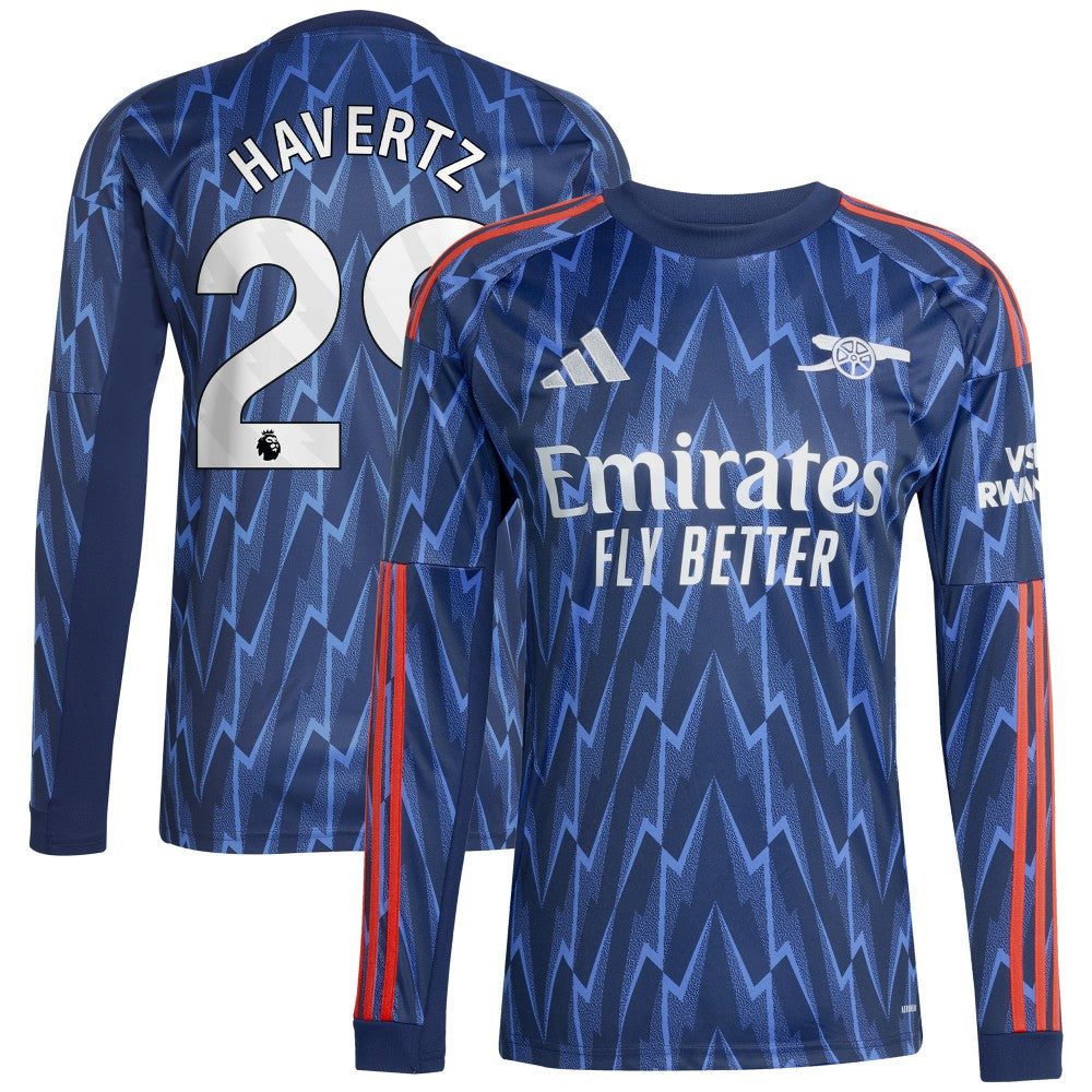 Kai Havertz Arsenal 2025/26 Away Replica Long Sleeve Player Jersey Blue - Adidas