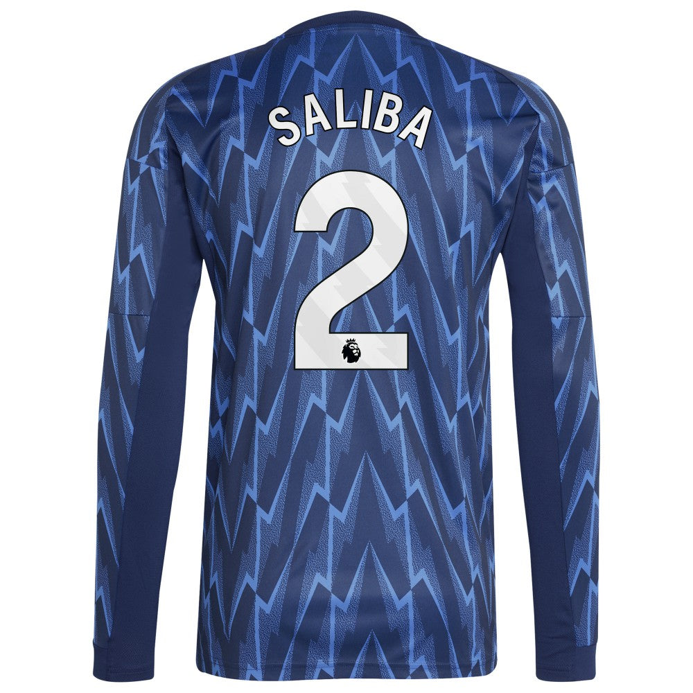 William Saliba Arsenal 2025/26 Away Replica Long Sleeve Player Jersey Blue - Adidas