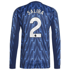 William Saliba Arsenal 2025/26 Away Replica Long Sleeve Player Jersey Blue - Adidas
