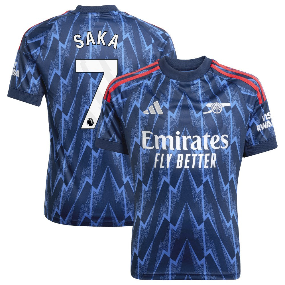 Bukayo Saka Arsenal Youth 2025/26 Away Replica Player Jersey Blue - Adidas