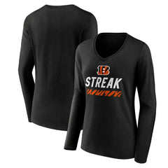 Cincinnati Bengals  Women's Streak V-Neck Long Sleeve T-Shirt