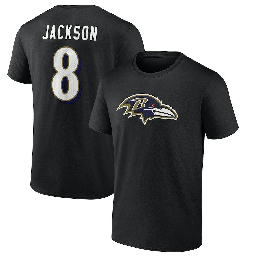 Baltimore Ravens  Lamar Jackson  Icon Name & Number T-Shirt
