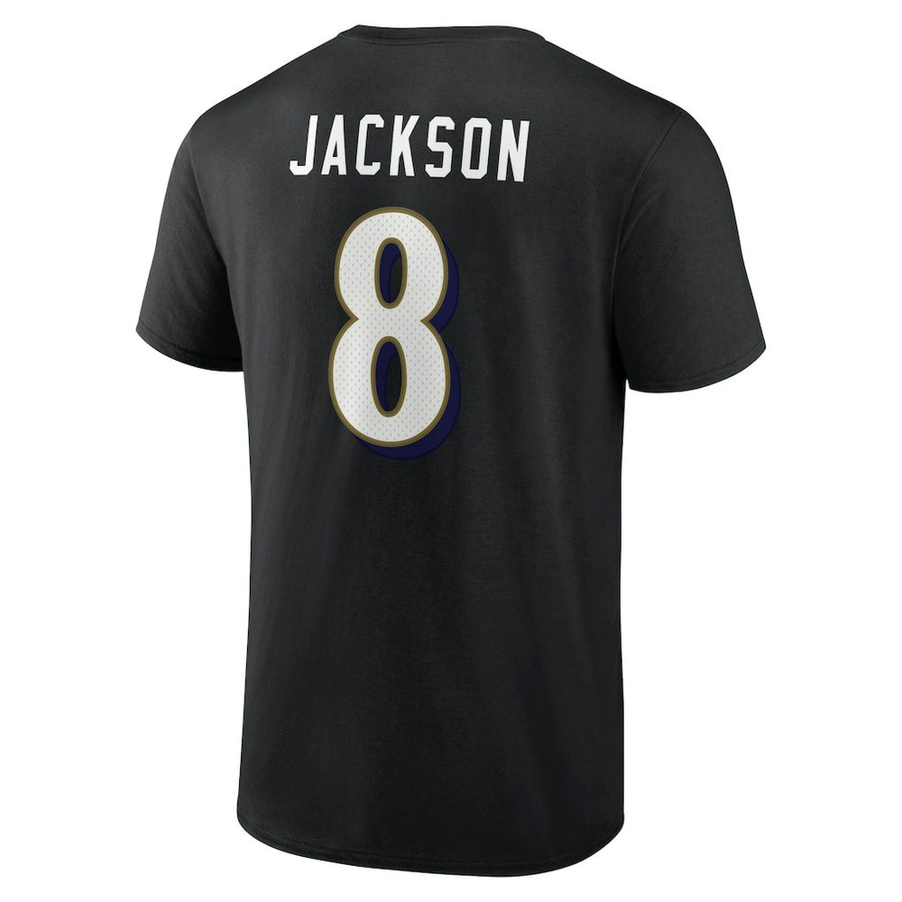 Baltimore Ravens  Lamar Jackson  Icon Name & Number T-Shirt
