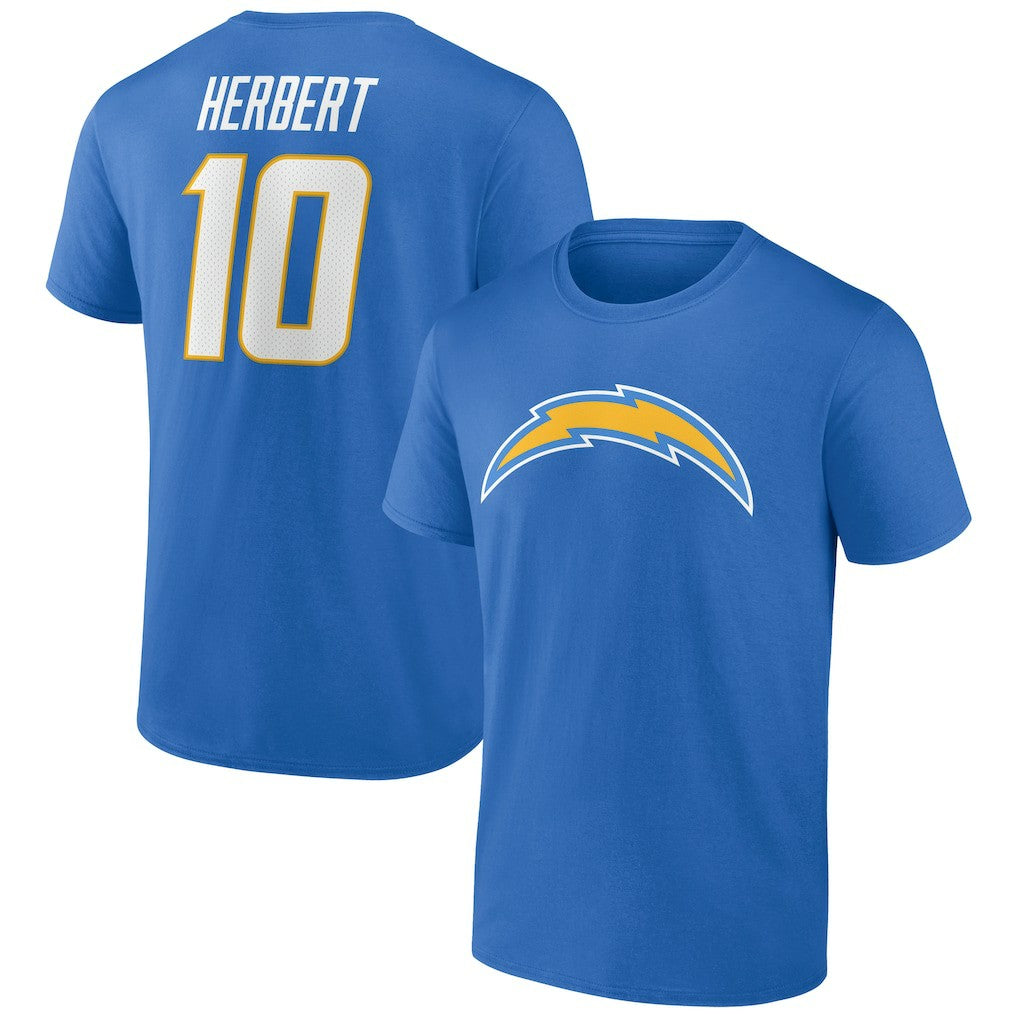 Los Angeles Chargers  Justin Herbert  Icon Name & Number T-Shirt
