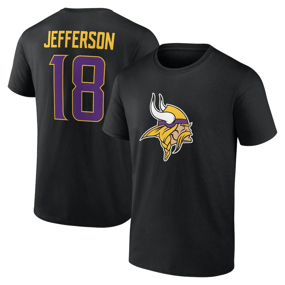 Minnesota Vikings  Justin Jefferson  Icon Name & Number T-Shirt