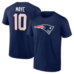 New England Patriots  Drake Maye  Icon Name & Number T-Shirt