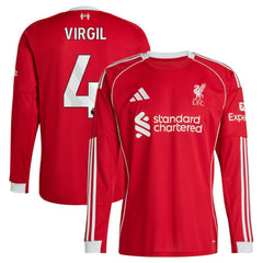 Virgil van Dijk Liverpool 2025/26 Home Replica Long Sleeve Jersey Red - Adidas