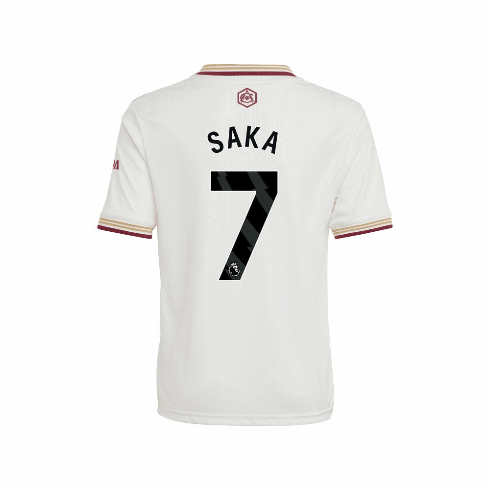 Bukayo Saka Arsenal Youth 2025/26 Third Replica Player Jersey White - Adidas
