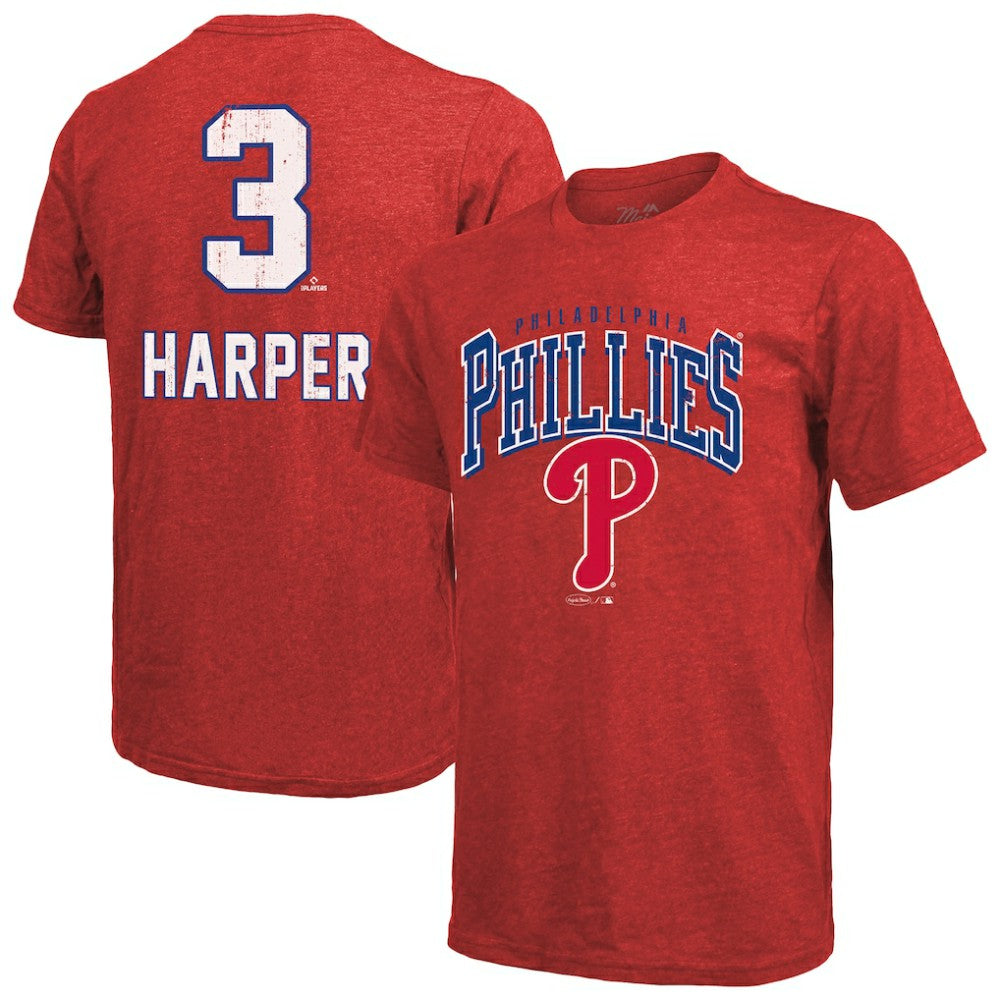 Bryce Harper Philadelphia Phillies Majestic Threads Triblend Name & Number T-Shirt | MLB US