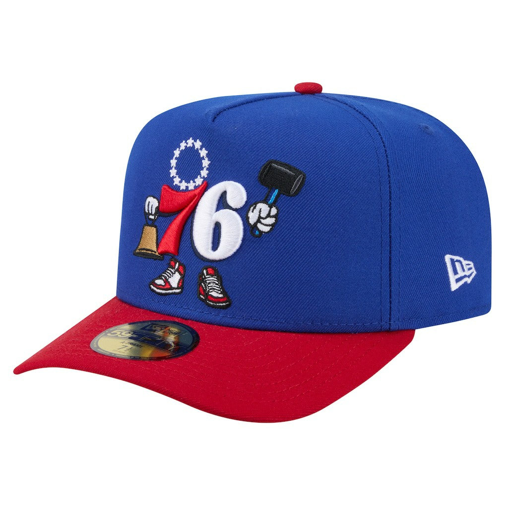 Philadelphia 76ers Injection Cartoon Logo A-Frame 59FIFTY Fitted Hat Discount