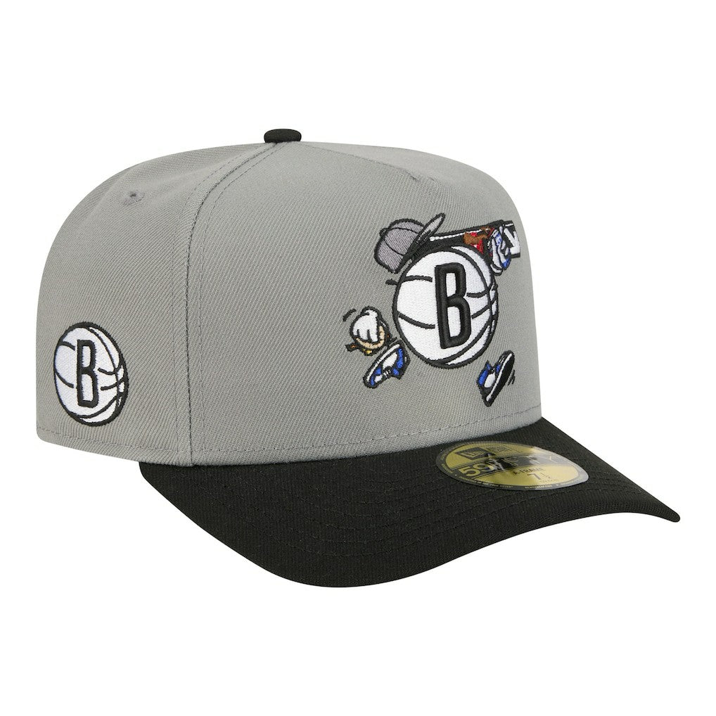 Brooklyn Nets Injection Cartoon Logo A-Frame 59FIFTY Fitted Hat Discount