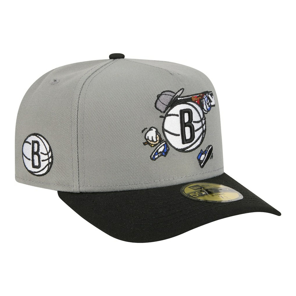 Brooklyn Nets Injection Cartoon Logo A-Frame 59FIFTY Fitted Hat Discount