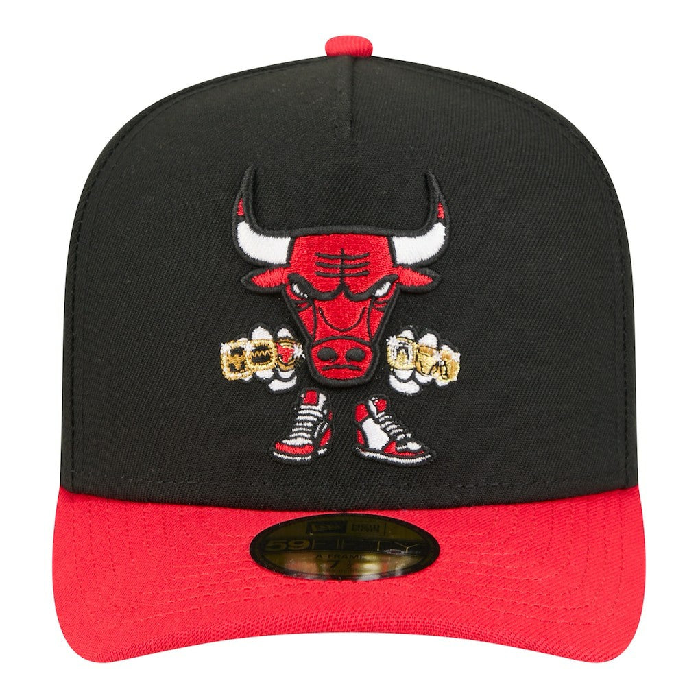 Chicago Bulls Injection Cartoon Logo A-Frame 59FIFTY Fitted Hat On Sale