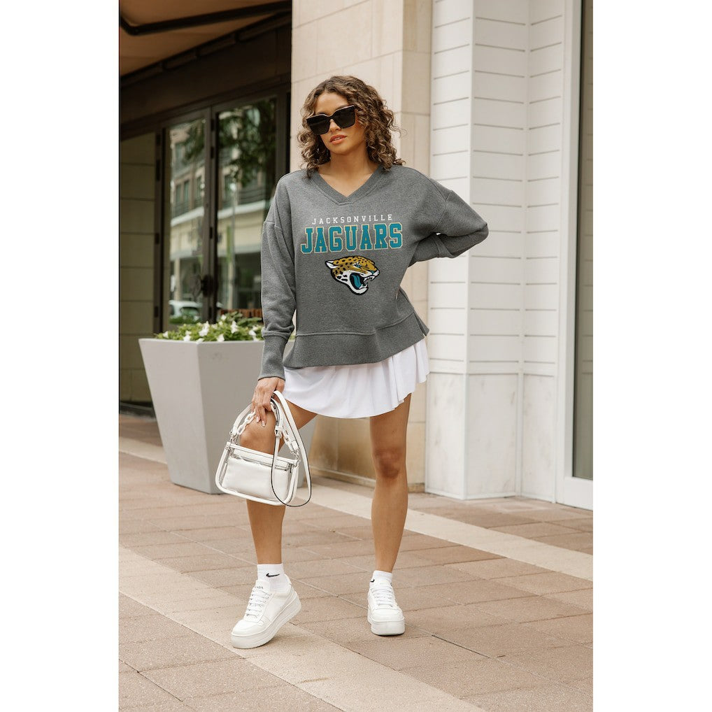 Jacksonville Jaguars  Gameday Couture Women's French Terry V-Neck Pullover Sweatshirt