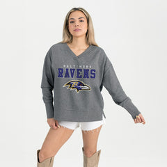 Baltimore Ravens  Gameday Couture Women's French Terry V-Neck Pullover Sweatshirt