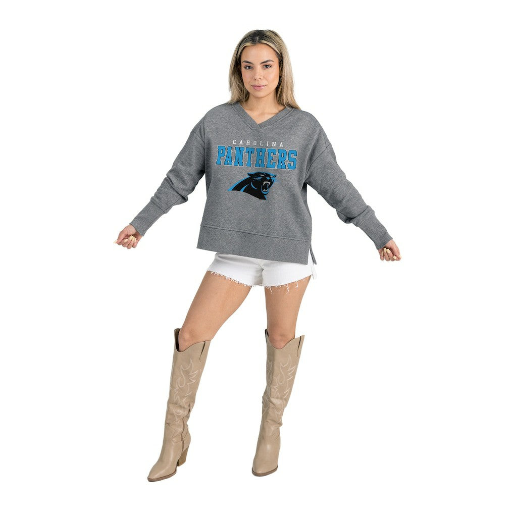 Carolina Panthers  Gameday Couture Women's French Terry V-Neck Pullover Sweatshirt