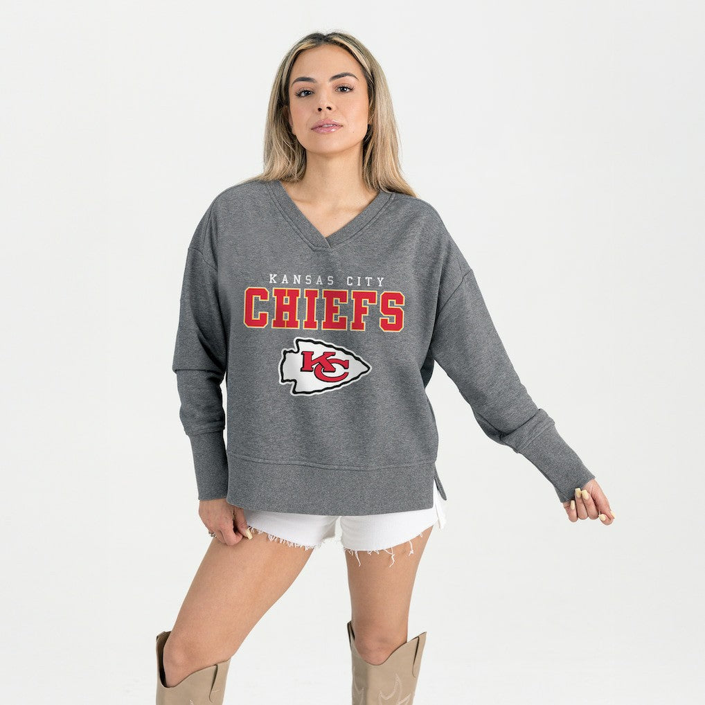 Kansas City Chiefs  Gameday Couture Women's French Terry V-Neck Pullover Sweatshirt